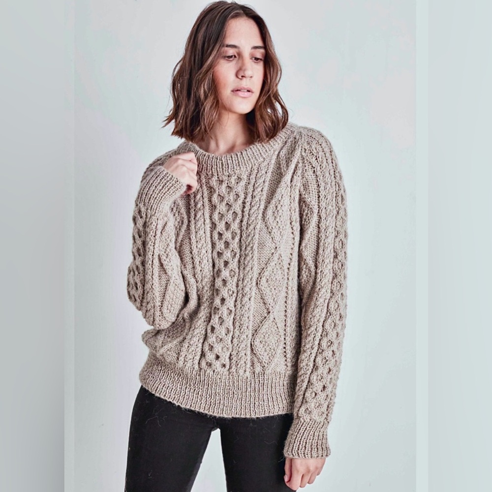 100% Alpaca Cable Knit Sweater - Picture 2 of 5